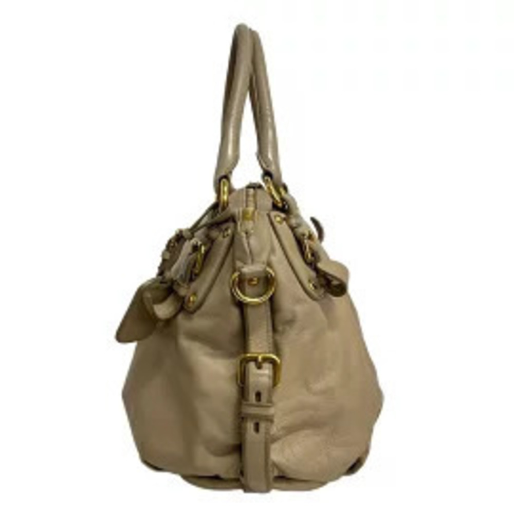 Prada handbag soft leather construction Beige Tan